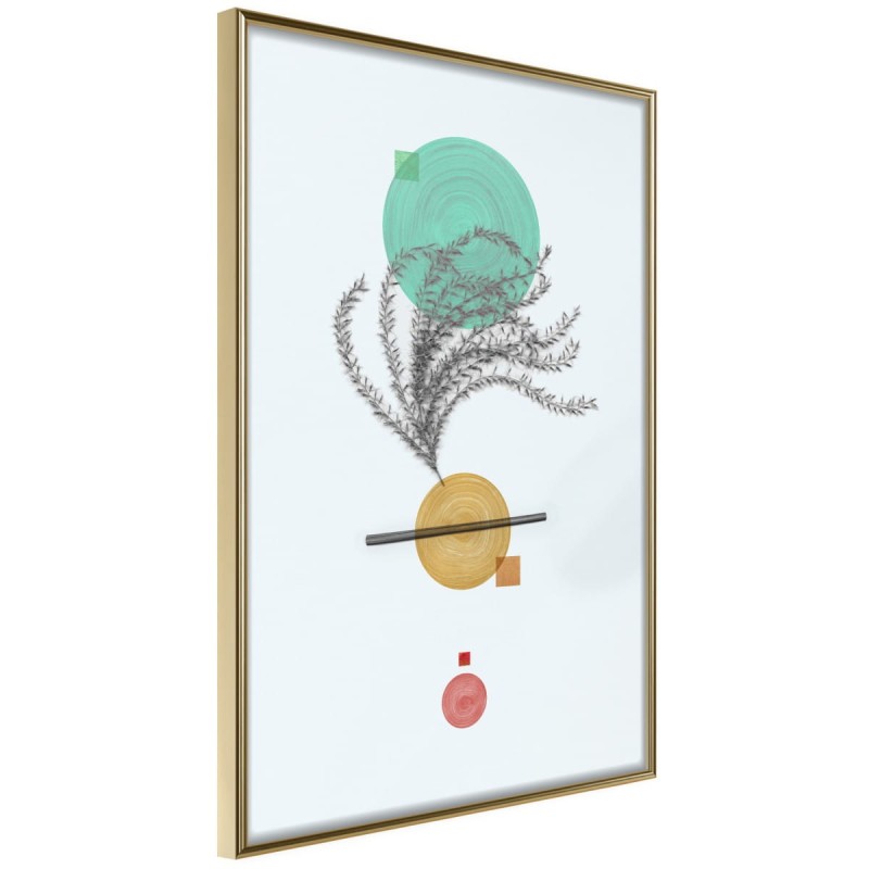 Plakat - Geometryczna instalacja z rośliną