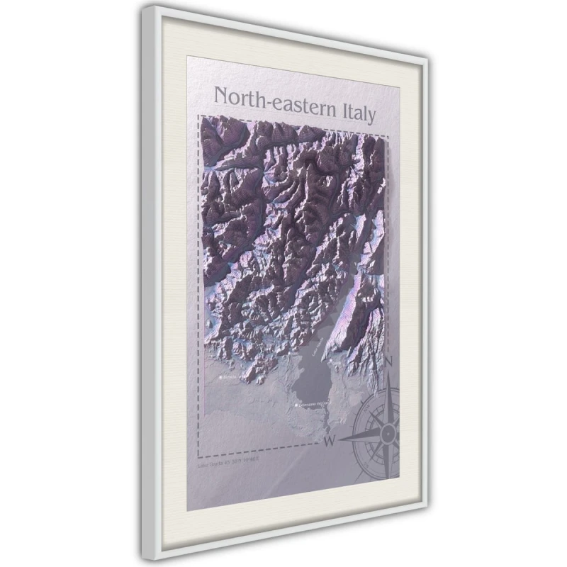 Plakat - Mapa reliefowa: Północno-wschodnie Włochy
