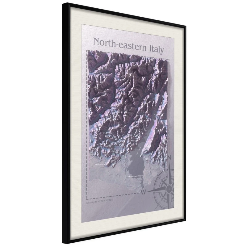 Plakat - Mapa reliefowa: Północno-wschodnie Włochy