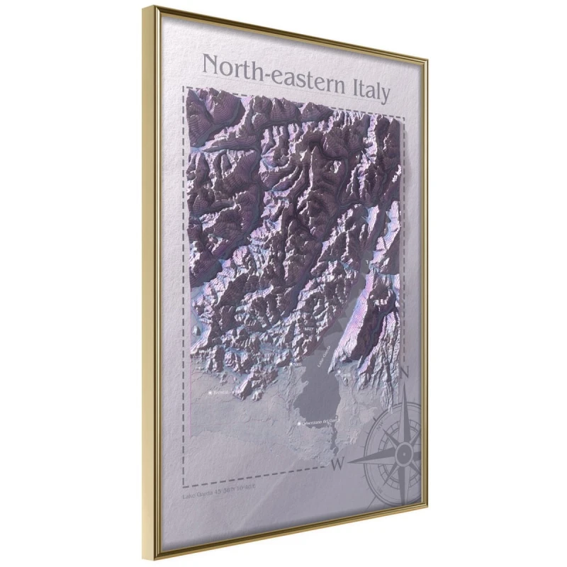 Plakat - Mapa reliefowa: Północno-wschodnie Włochy