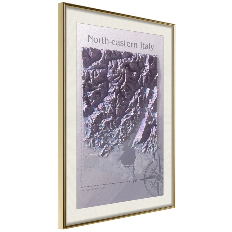 Plakat - Mapa reliefowa: Północno-wschodnie Włochy