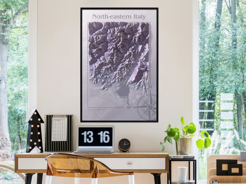 Plakat - Mapa reliefowa: Północno-wschodnie Włochy