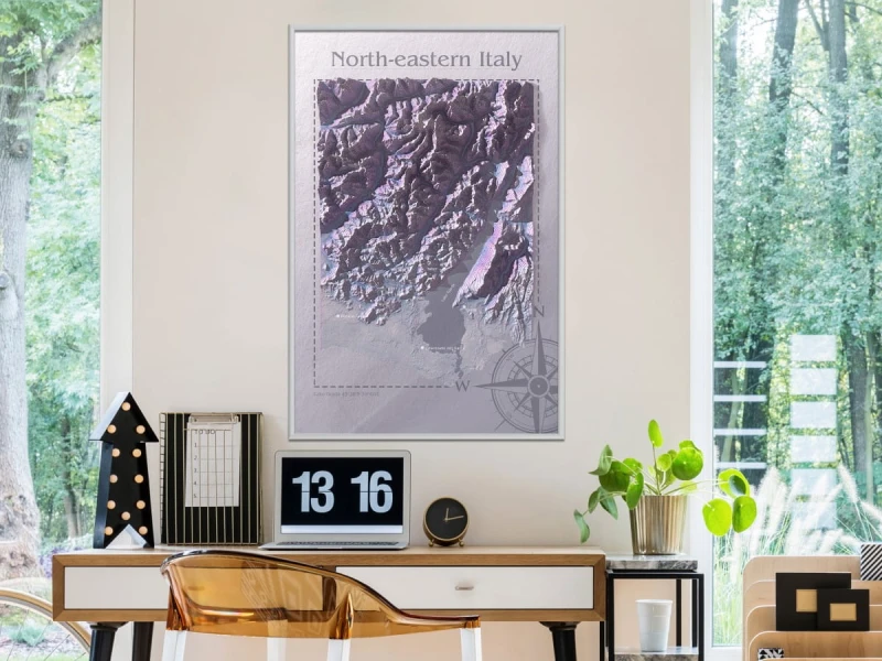 Plakat - Mapa reliefowa: Północno-wschodnie Włochy