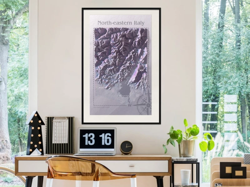 Plakat - Mapa reliefowa: Północno-wschodnie Włochy