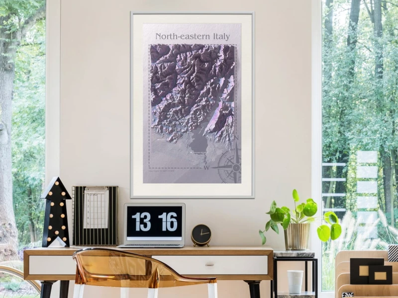 Plakat - Mapa reliefowa: Północno-wschodnie Włochy