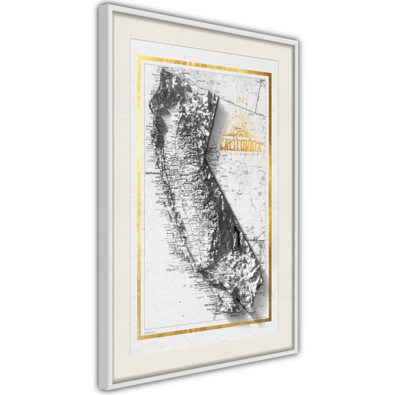 Plakat - Mapa reliefowa: Kalifornia