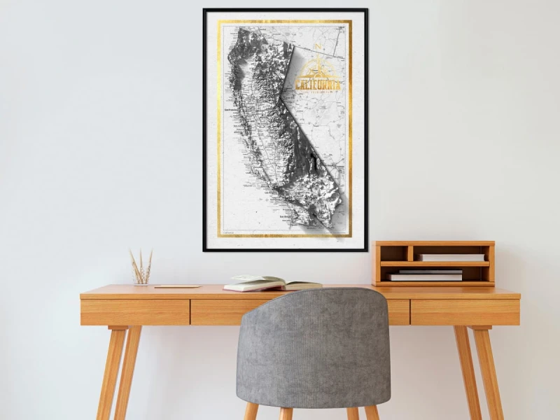 Plakat - Mapa reliefowa: Kalifornia