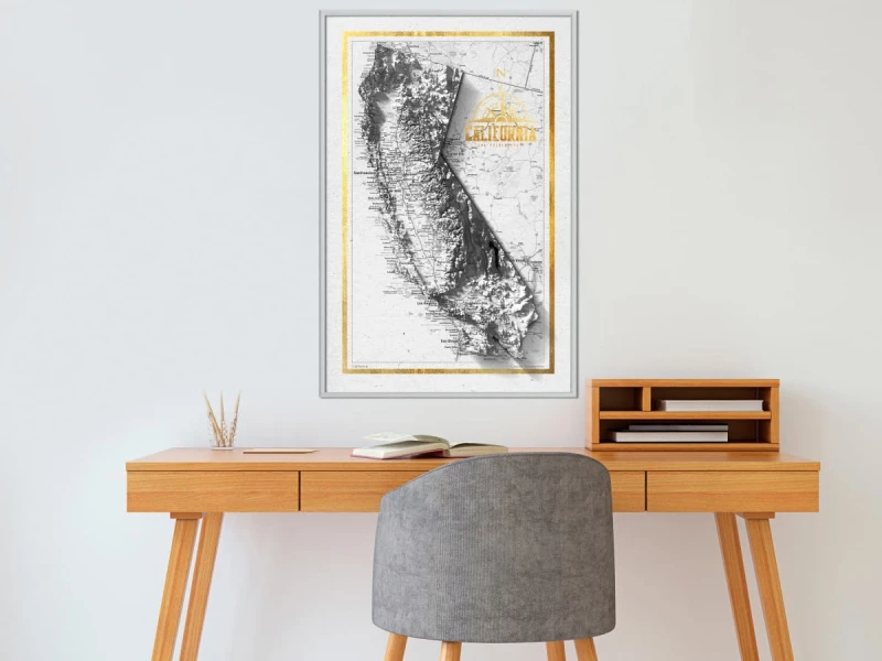 Plakat - Mapa reliefowa: Kalifornia