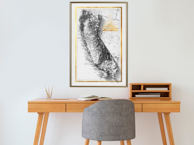 Plakat - Mapa reliefowa: Kalifornia
