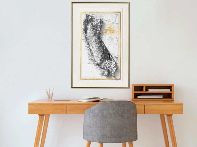 Plakat - Mapa reliefowa: Kalifornia