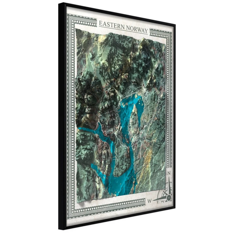 Plakat - Mapa reliefowa: Wschodnia Norwegia