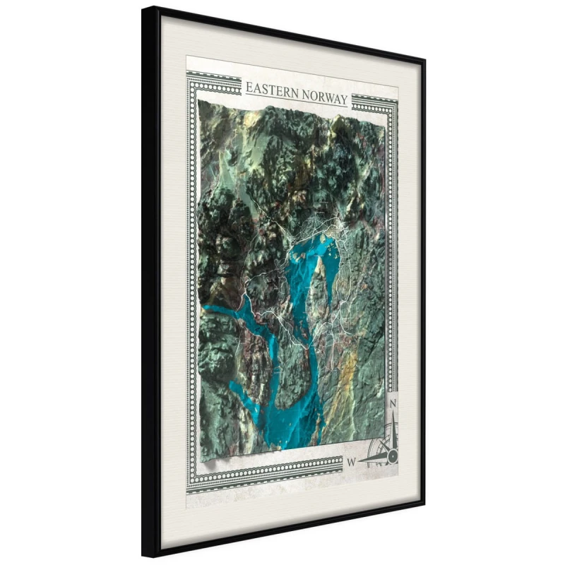 Plakat - Mapa reliefowa: Wschodnia Norwegia