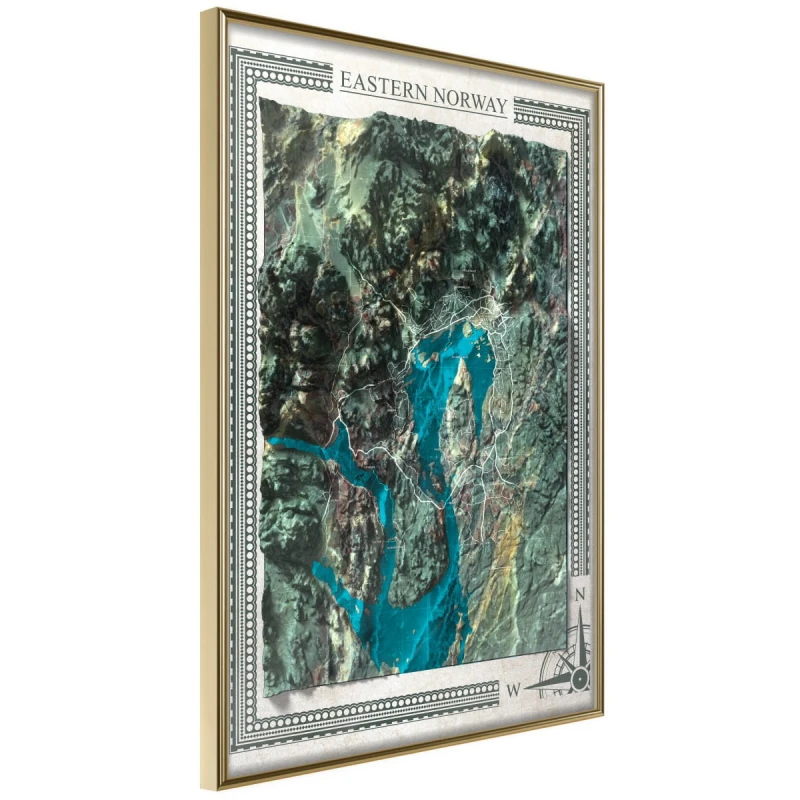 Plakat - Mapa reliefowa: Wschodnia Norwegia