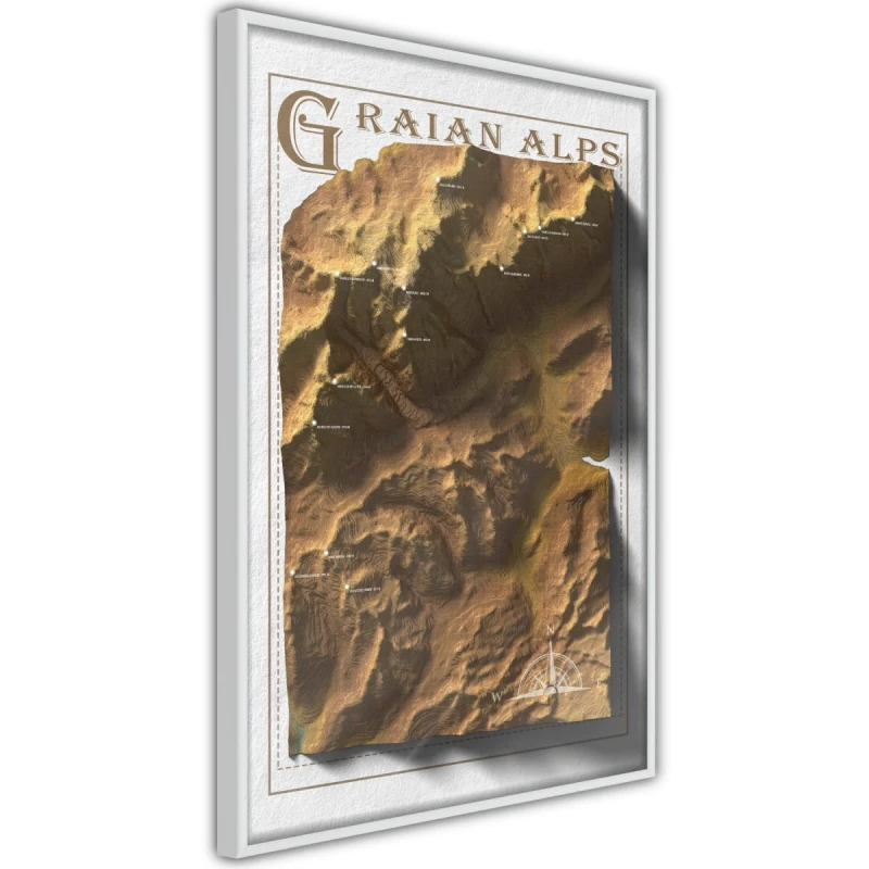 Plakat - Mapa reliefowa: Alpy Graickie