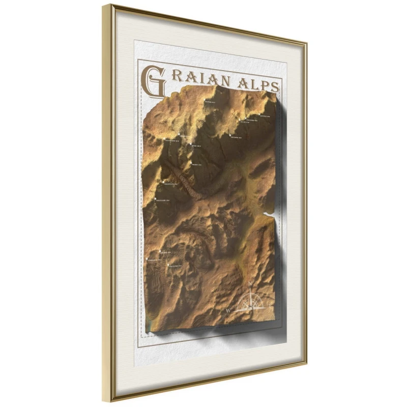 Plakat - Mapa reliefowa: Alpy Graickie