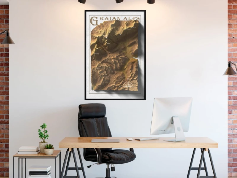Plakat - Mapa reliefowa: Alpy Graickie