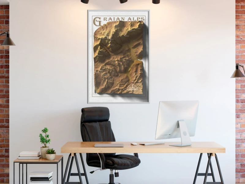 Plakat - Mapa reliefowa: Alpy Graickie