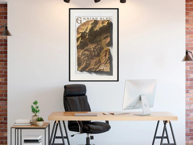 Plakat - Mapa reliefowa: Alpy Graickie