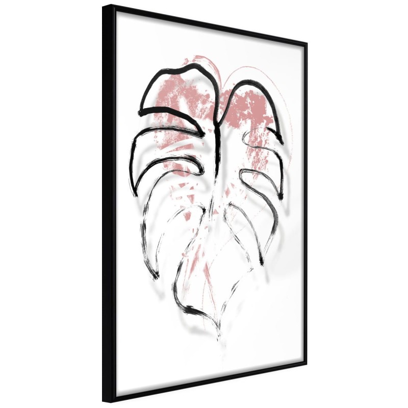 Plakat - Czarny obrys liścia