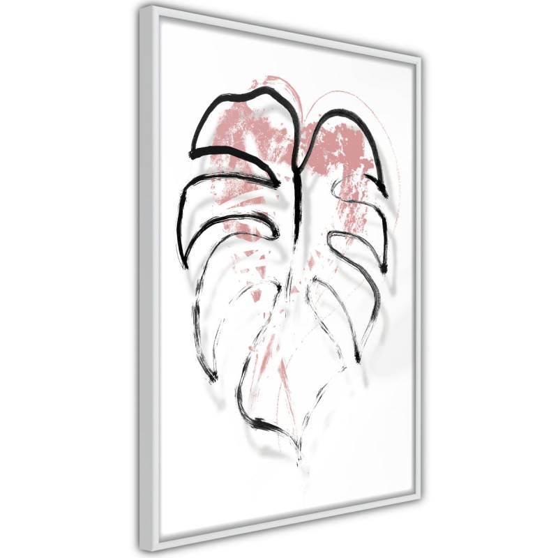 Plakat - Czarny obrys liścia