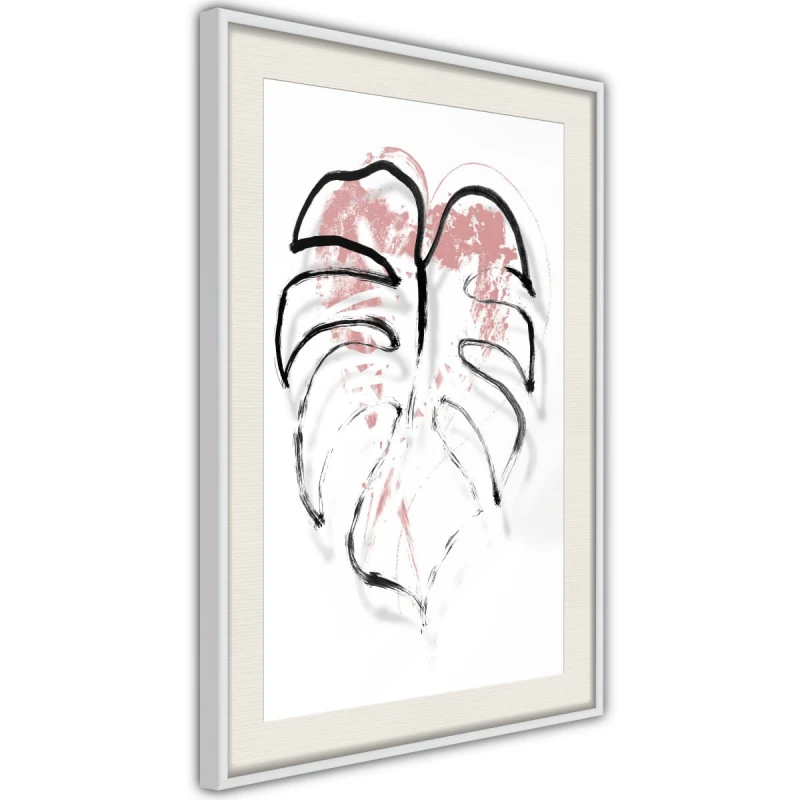 Plakat - Czarny obrys liścia