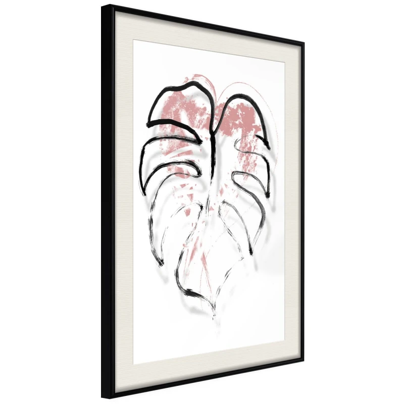Plakat - Czarny obrys liścia