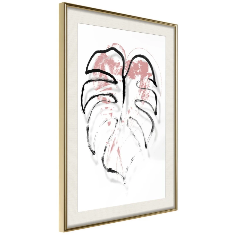 Plakat - Czarny obrys liścia