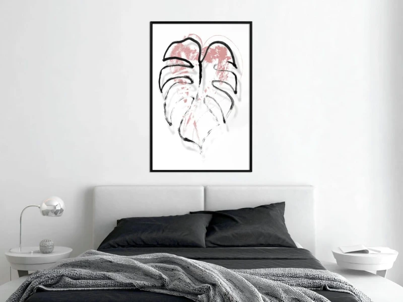 Plakat - Czarny obrys liścia