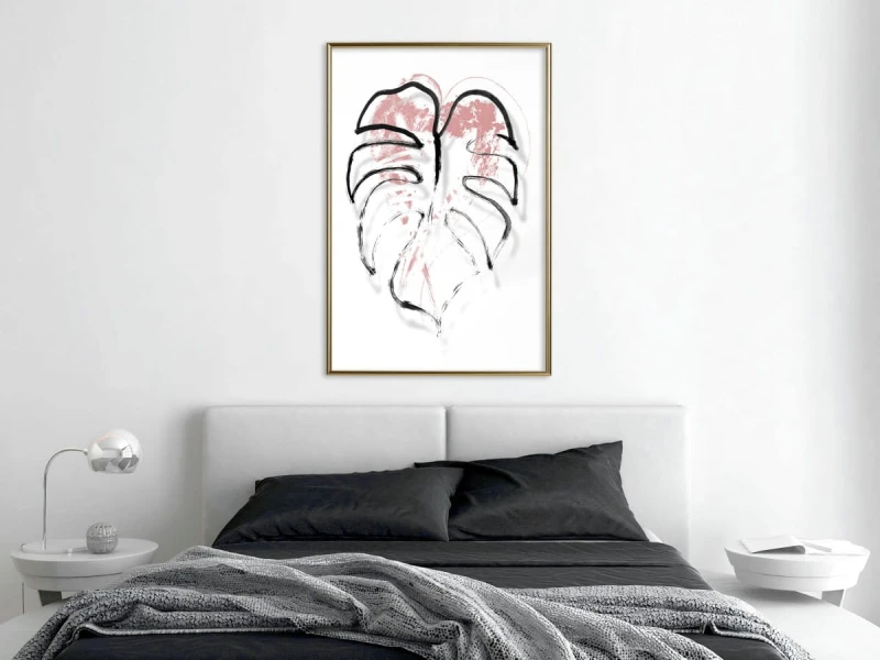 Plakat - Czarny obrys liścia