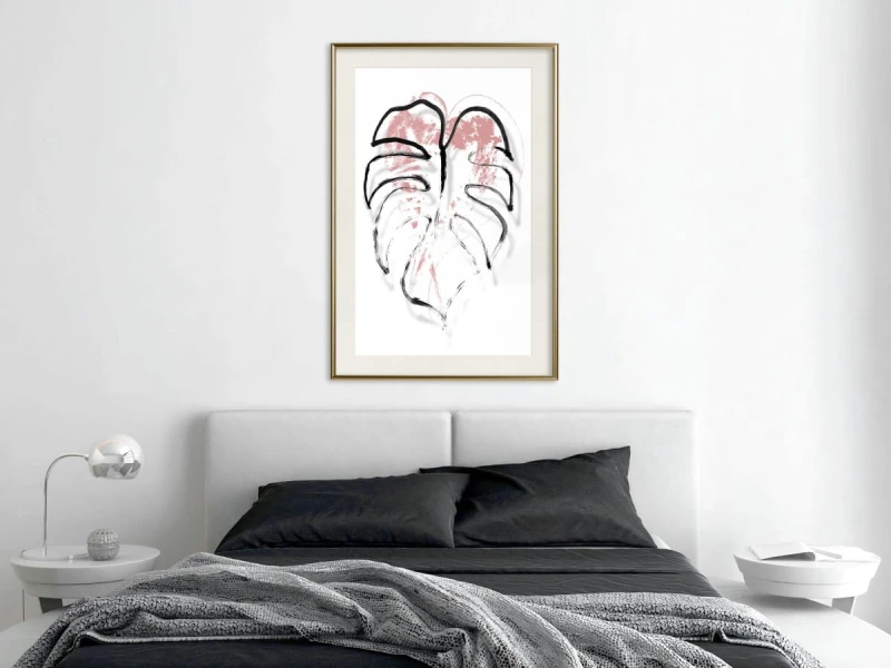 Plakat - Czarny obrys liścia