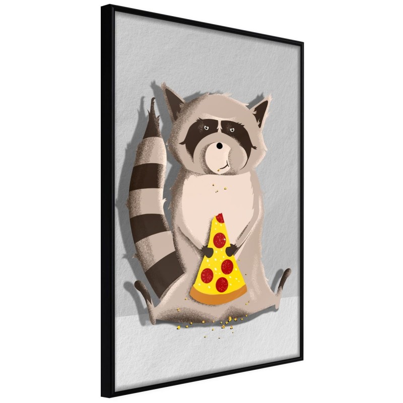 Plakat - Szop jedzący pizzę