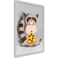 Plakat - Szop jedzący pizzę