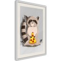 Plakat - Szop jedzący pizzę