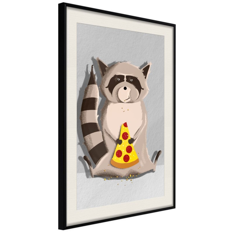 Plakat - Szop jedzący pizzę