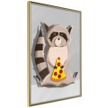 Plakat - Szop jedzący pizzę