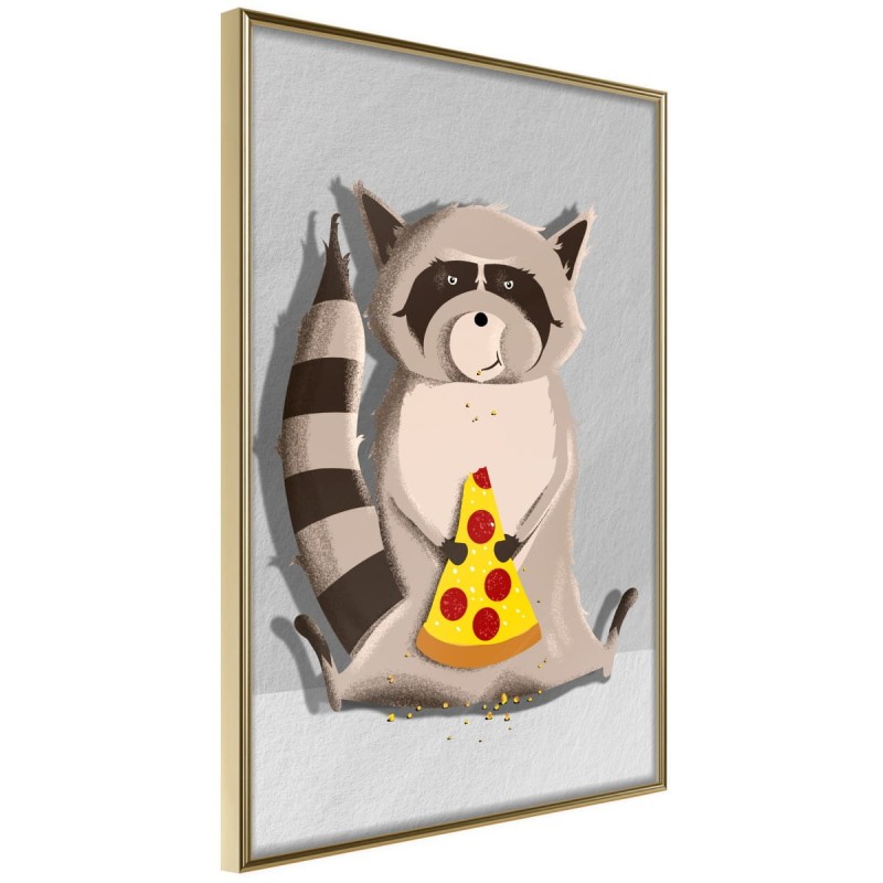 Plakat - Szop jedzący pizzę