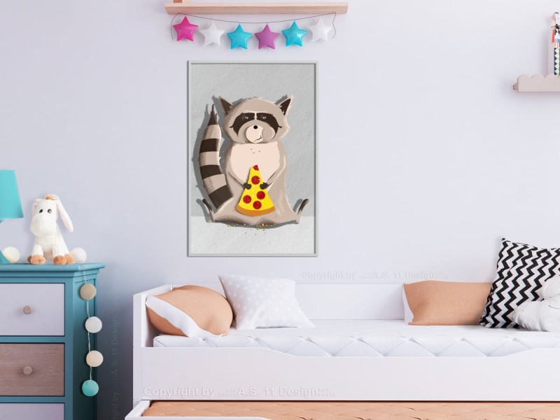 Plakat - Szop jedzący pizzę