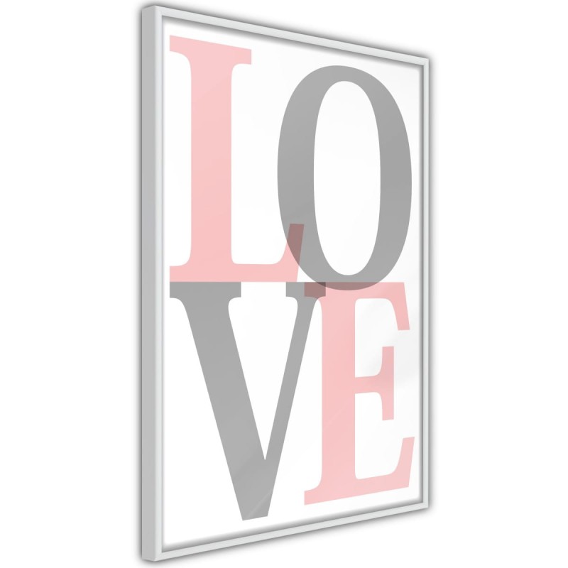 Plakat - Szaro-różowe Love