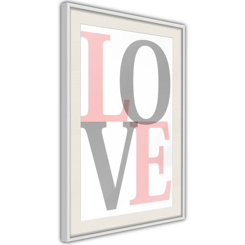 Plakat - Szaro-różowe Love