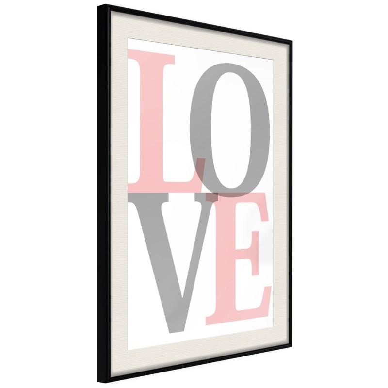 Plakat - Szaro-różowe Love