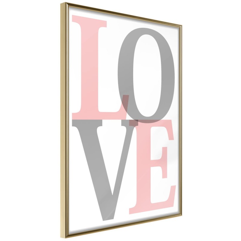 Plakat - Szaro-różowe Love