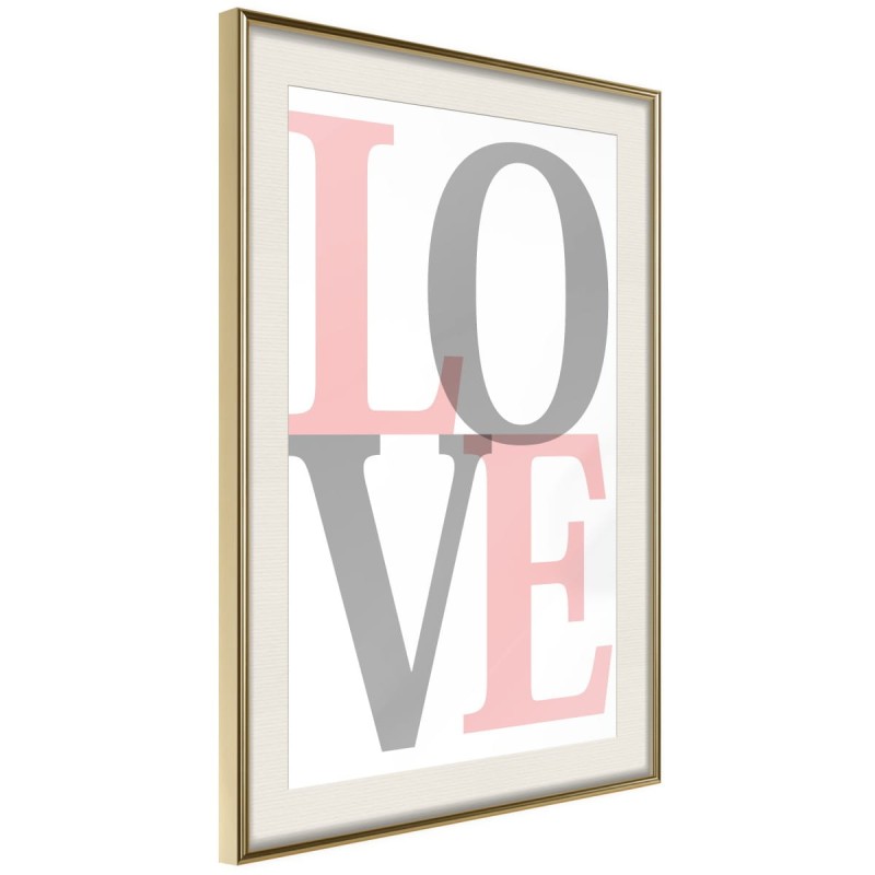 Plakat - Szaro-różowe Love