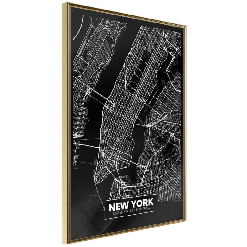 Plakat - Plan miasta: Nowy Jork (ciemny)