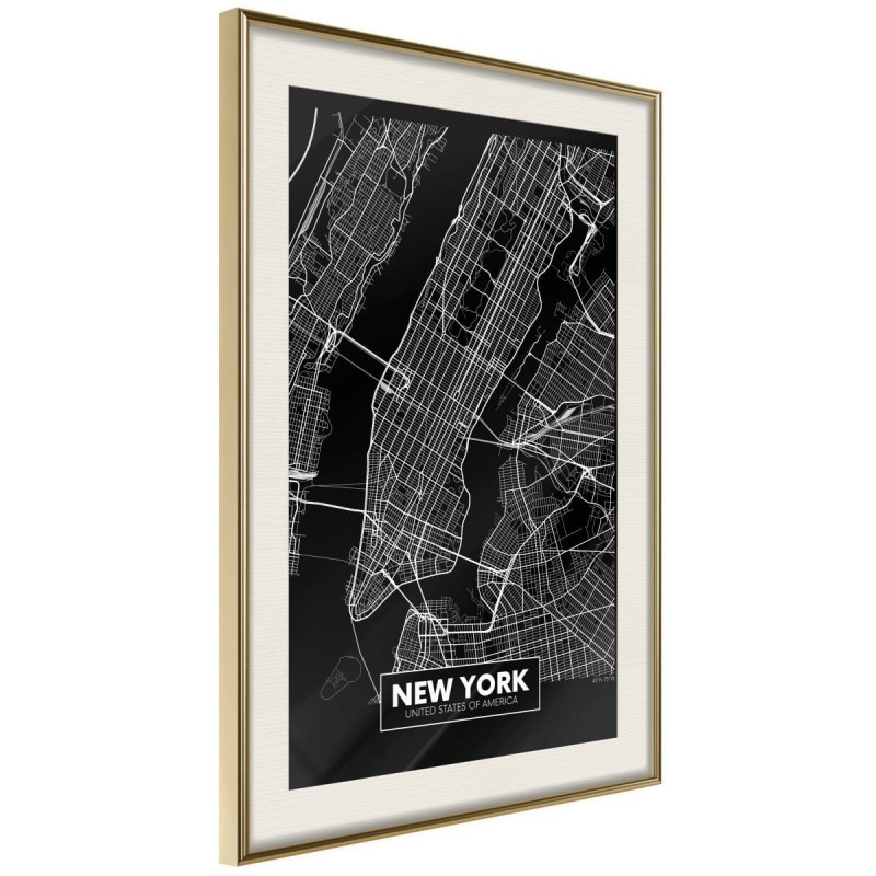 Plakat - Plan miasta: Nowy Jork (ciemny)