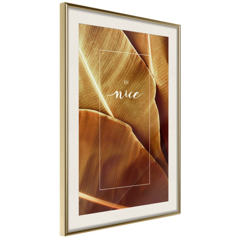 Plakat - Liście bananowca z przesłaniem (sepia)