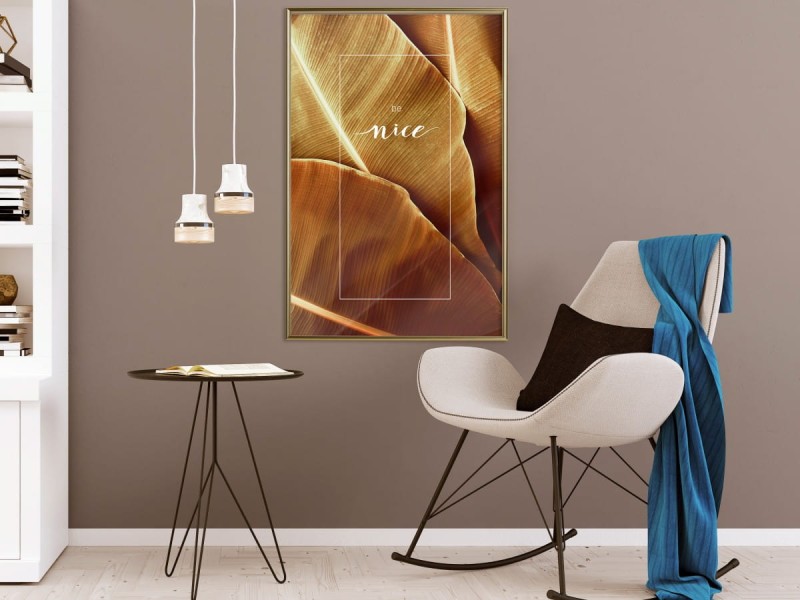 Plakat - Liście bananowca z przesłaniem (sepia)