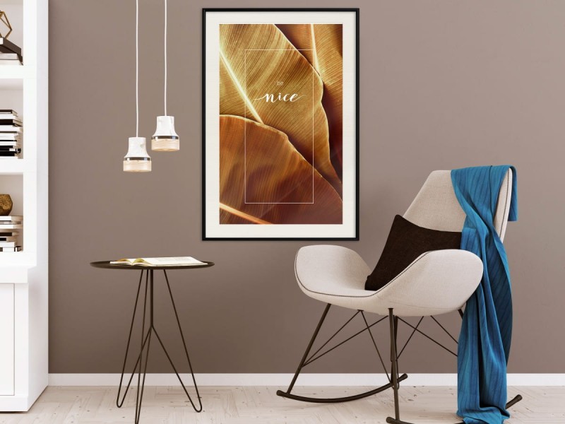 Plakat - Liście bananowca z przesłaniem (sepia)