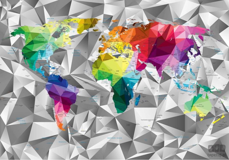 Fototapeta kolorowa mapa świata na tle 3D