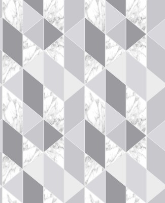 Szaro-srebrna tapeta papierowa geometryczna outlet