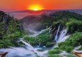 Fototapeta Zachód słońca i wodospady